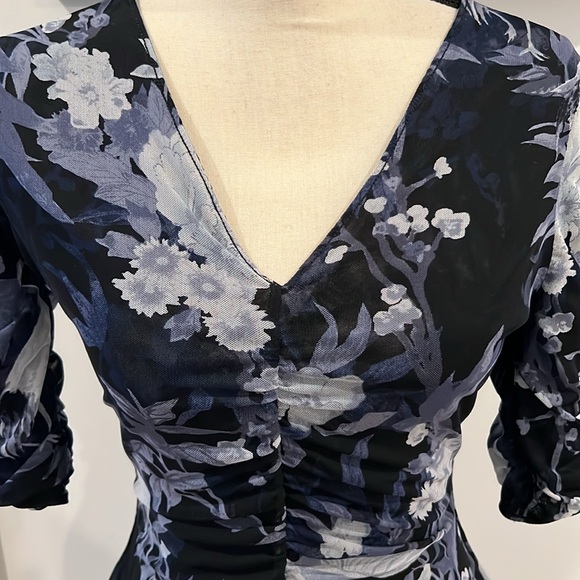 White House Black Market Shirred Mesh Midi Dress - Picture 6 of 12